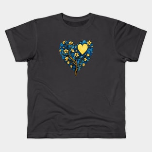 Floral heart tree, painting style Kids T-Shirt